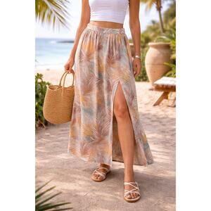 Victoria’s Secret Printed Maxi Skirt Size 8 Front Slit Beach Boho Summer